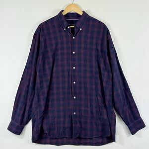 Tommy‎ Hilfiger Mens 17.5 34/35 XL Blue Pink Plaid Corduroy Casual Cabin Shirt